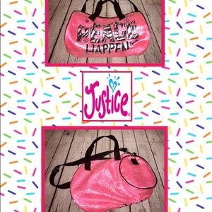 Pink duffle bag